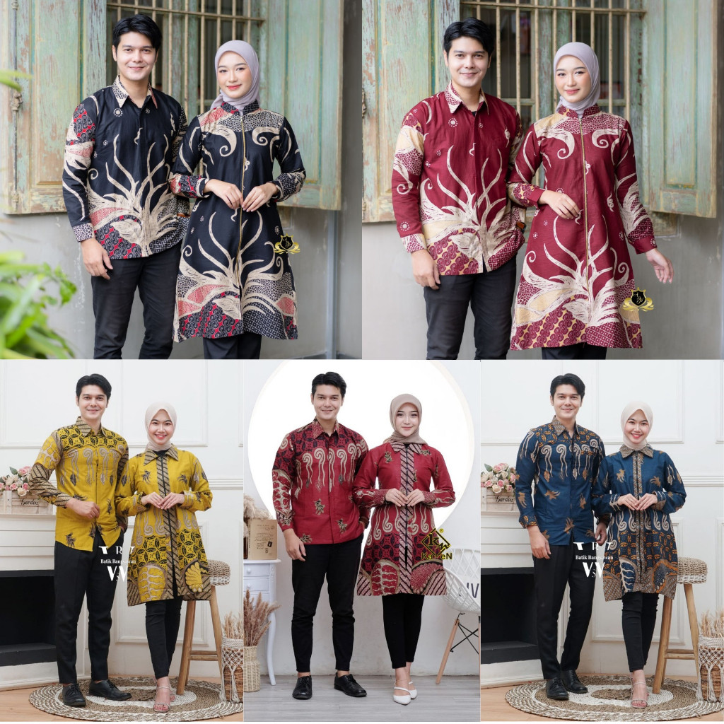 Sarimbit Motif Terbaru 2024 Baju Batik Capel Sekeluarga Gamis Kemeja Lebaran Dan Kondangan Couplean 