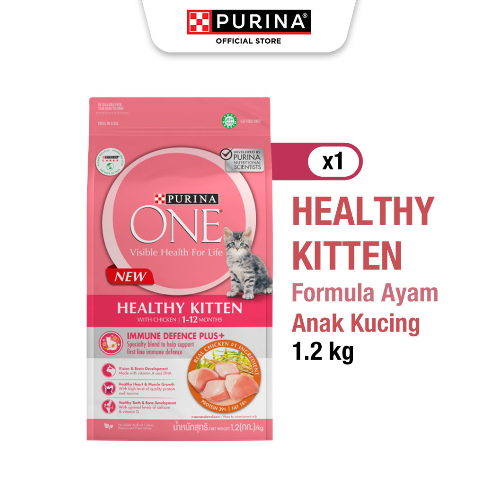 Purina ONE Healthy Kitten Chicken Makanan Kering Anak Kucing 1.2kg