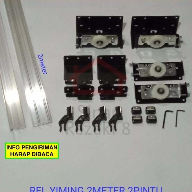 Set Rel Yiming 2 Meter + Roda 2 Pintu Lemari Sliding Pakaian Geser