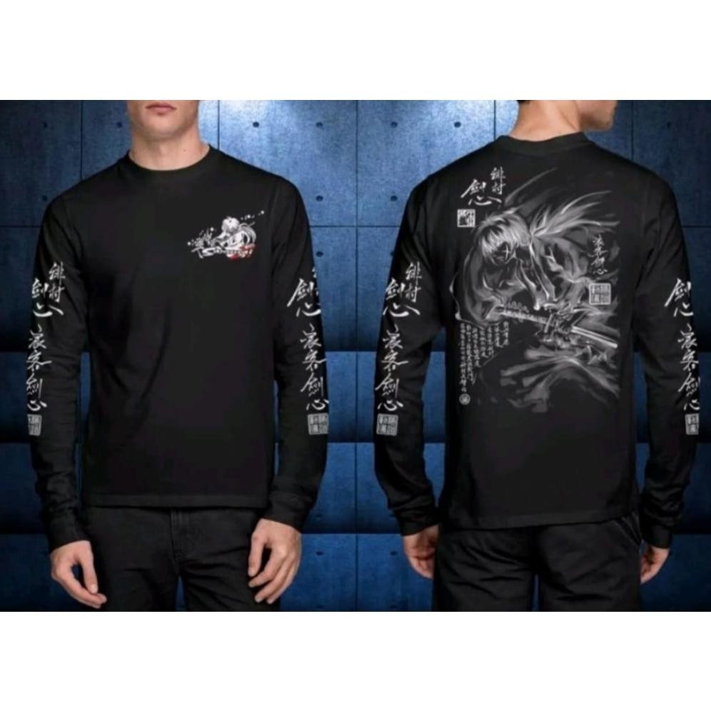 Viral Jepang Lengan Panjang Kaos Last Samurai Atasan Wanita Kekinian Kaos Guntai Kaos Dragon Kaos Sr