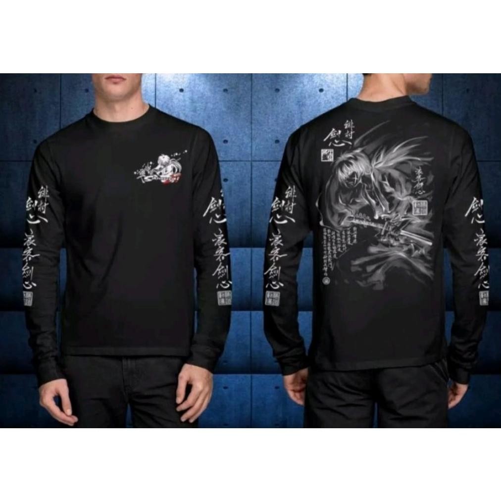 Viral Jepang Lengan Panjang Kaos Last Samurai Atasan Wanita Kekinian Kaos Guntai Kaos Dragon Kaos Sr