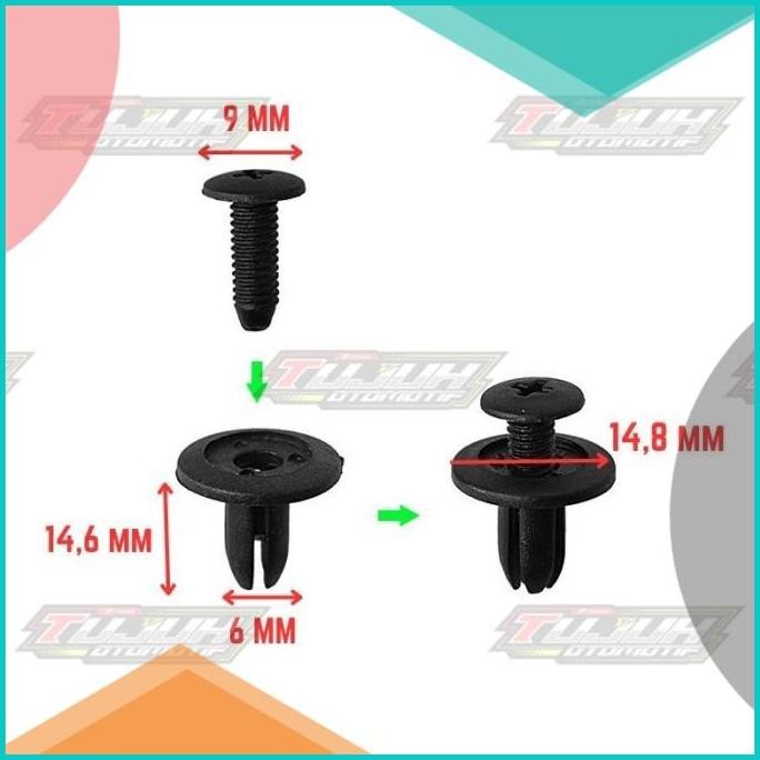 Baut Kancing Rivet Bemper Plastik Mobil M6 6mm Klip Cengkeh Plastik 8J
