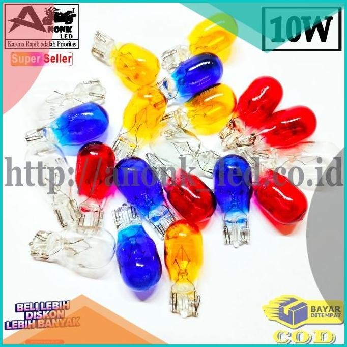 Lampu Bohlam Sein T10 Warna 10W / Bohlam Sen Besar Tancep T10 10Watt 8