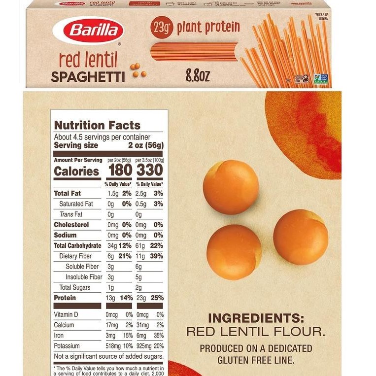 

Barilla Red Lentil Pasta, Plant Based, High Protein, Gluten Free Vegan _ Original