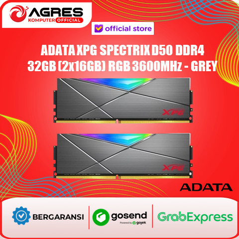 ADATA XPG SPECTRIX D50 DDR4 32GB (2X16GB) RGB 3600MHZ - GREY