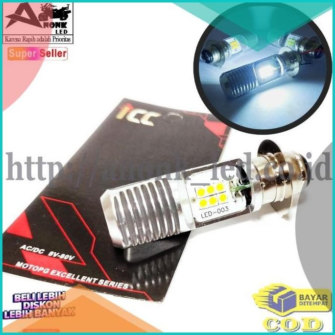 Lampu Led H6 Motor Beat Sinar PUTIH 12 Mata / Lampu Depan Motor H6 8JV