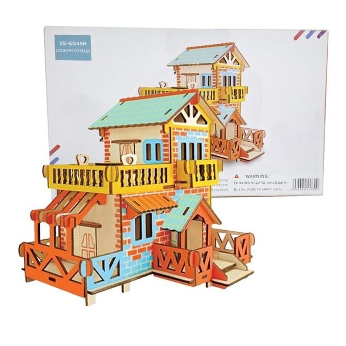 PUZZLE 3D KAYU COUNTRY COTTAGE MAINAN ANAK DIY XE-G045H 2807T