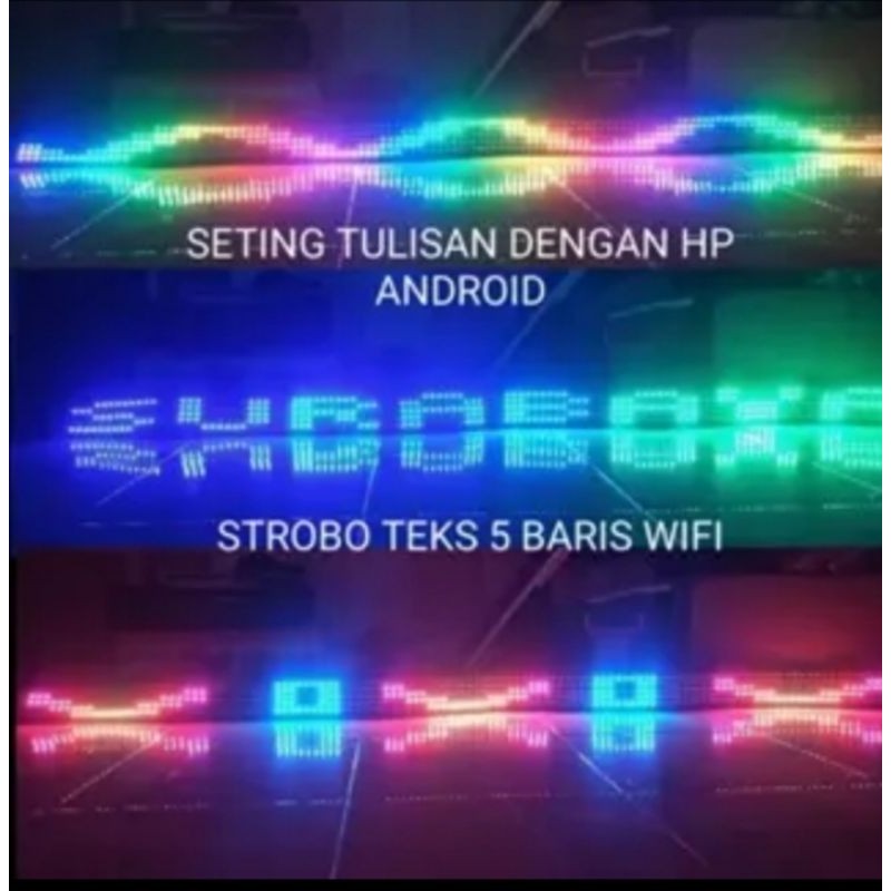 Lampu led rgb  kaca wave mode tulisan 5 baris mobil truk dan bus 12 -24 volt