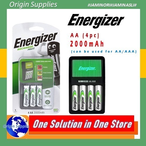 CHARGER BATERAI AA / AAA + 4 BATERAI AA 2000 MAH ENERGIZER MAXI
