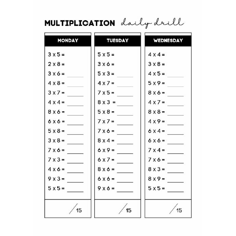540 soal perkalian tinggal print latihan worksheet