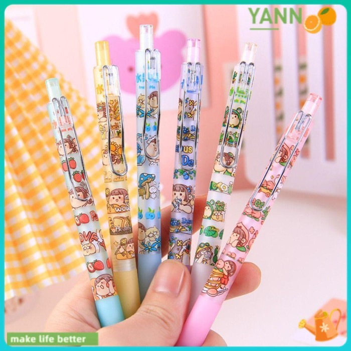 

Vee 6Pcs/Set Pena Gel Perlengkapan Kantor Sekolah Alat Tulis Kartun