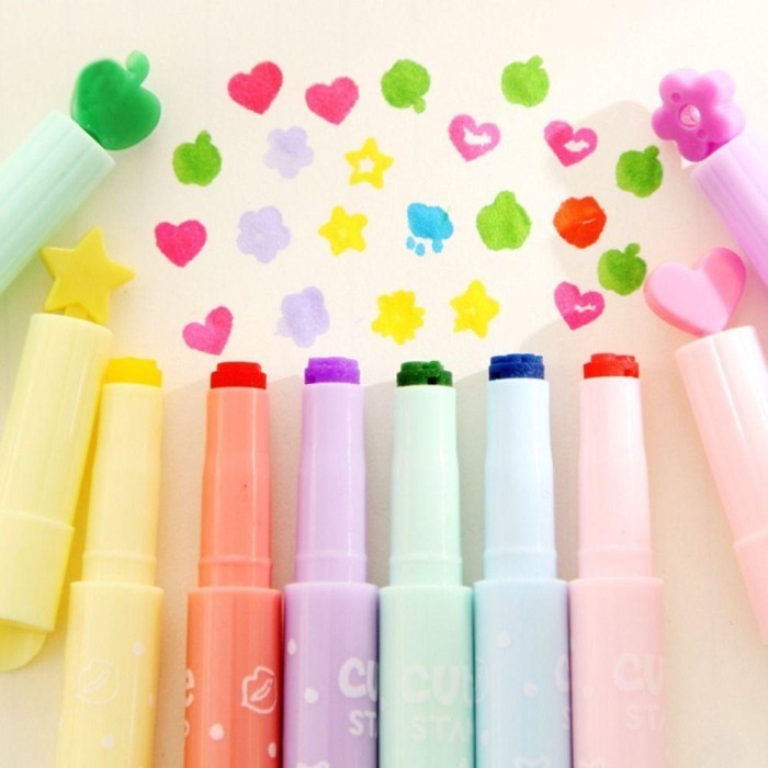 

Vee Lakamier6/12Warna/Set Stamp Pen Perlengkapan Sekolah Alat Tulis Diy