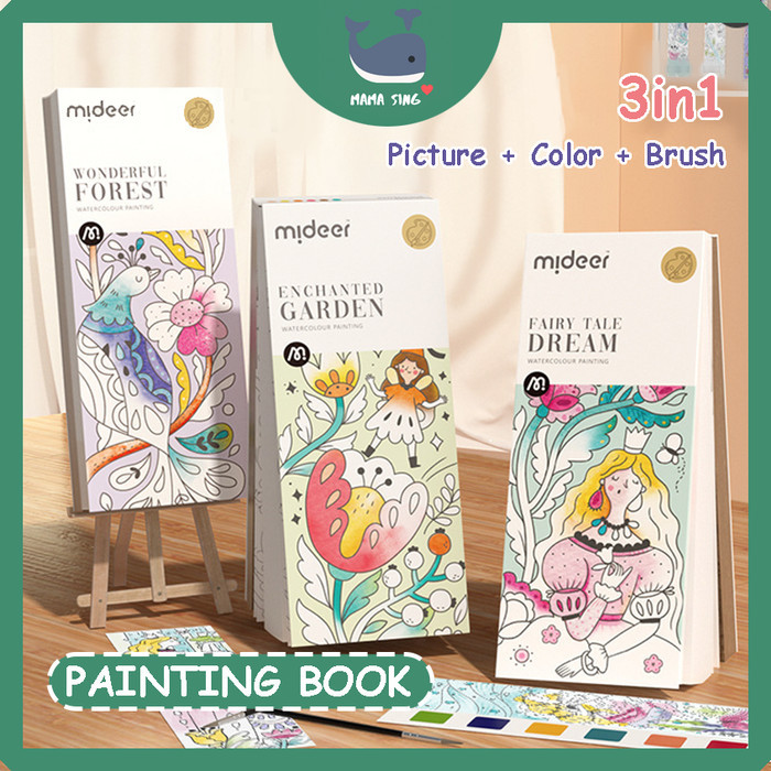 

Bana Mama Sing Mideer Watercolor Painting Book Buku Mewarnai Cat Air Anak