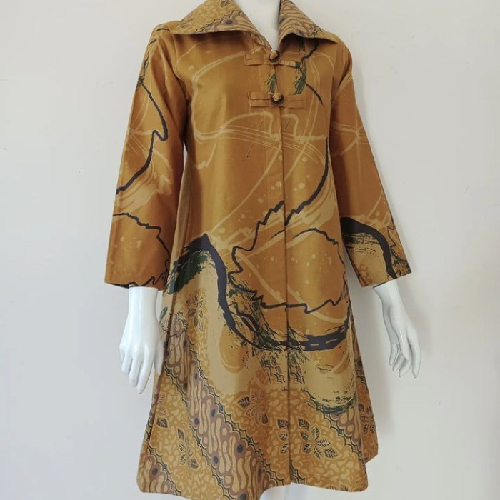 Alib Tunik Batik Premium Wanita Kuning Lapis Puring