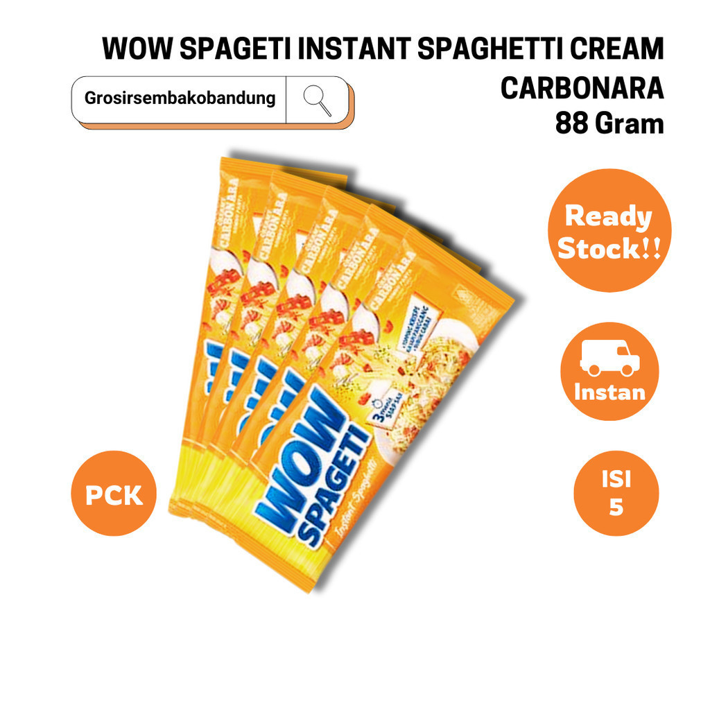 

WOW SPAGETI INSTANT SPAGHETTI CREAM CARBONARA PCK 88g - 5 Pck - Kota Bandung