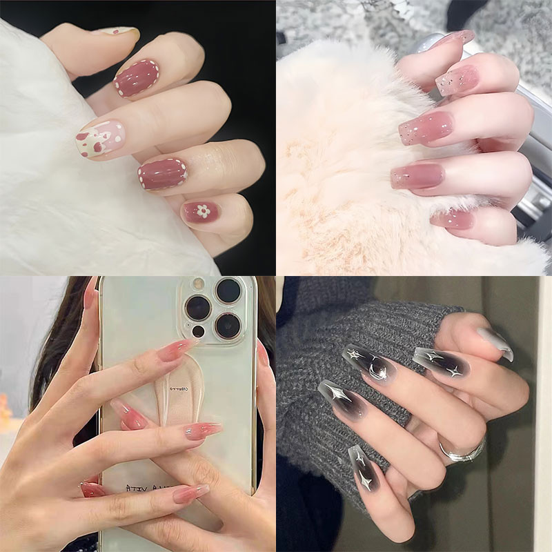 Kuku Palsu + Lem Kuku Palsu Anak 24pcs Kuku Palsu Nail Art + Lem Kuku Palsu Nail Art 1 Set Kuku Pals