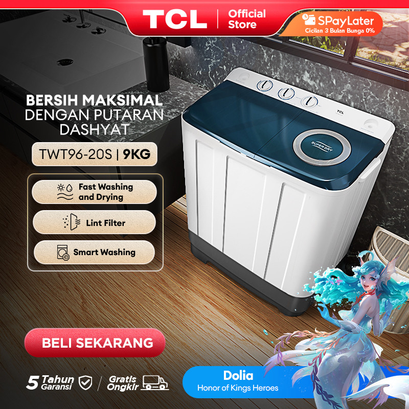 TCL MESIN CUCI 2 TABUNG - TWINTUB 9KG - TWT96-20S