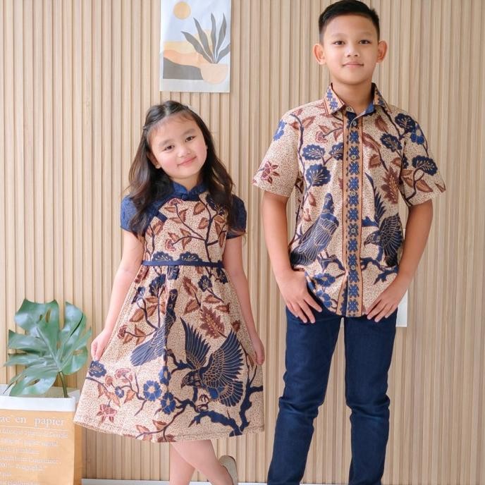 Dress Batik Anak Perempuan / Kemeja Batik Anak Laki-laki - UPH Navy