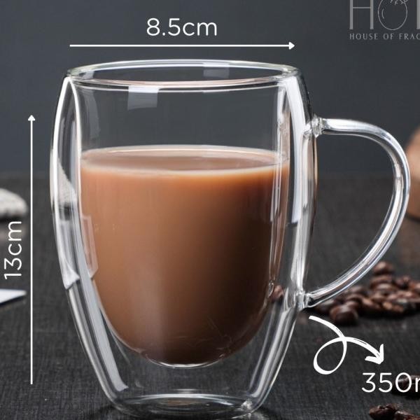 Rosu Gelas Kopi Double Wall Cangkir Teh Gelas Kaca Estetik Gelas Kafe