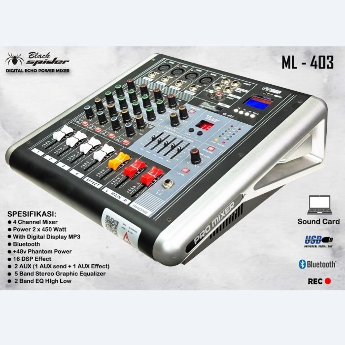 POWER MIXER BLACKSPIDER ML403 1000 WATT ORIGINAL black spider ml 403