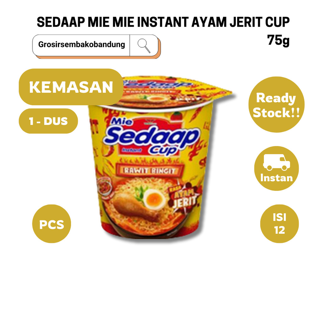 

SEDAAP MIE MIE INSTANT AYAM JERIT CUP 75g - 1 Dus - Kota Bandung