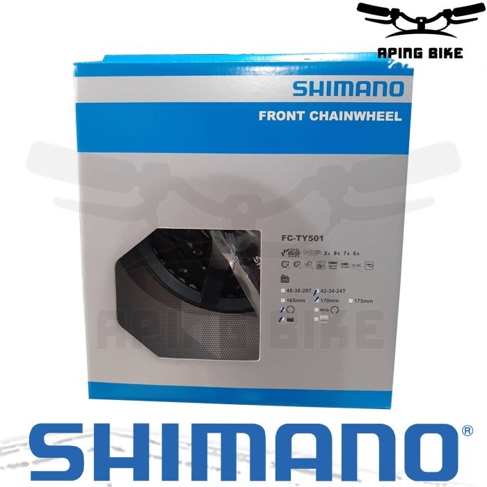CRANK SHIMANO TOURNEY FC-TY501 3 SPEED W/ COVER GIR TENGAH SEPEDA MTB