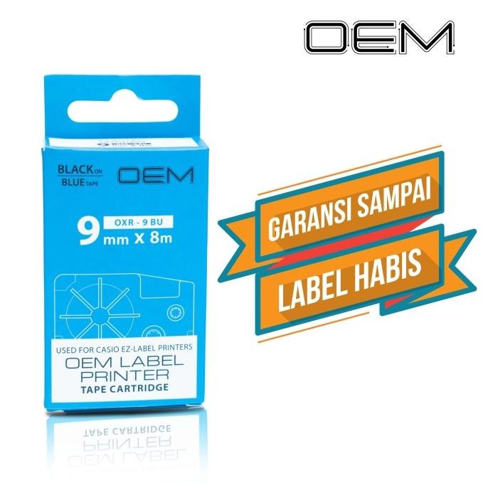 

OEM TAPE EZ LABEL CASIO 9MM BLACK INK BLUE (OXR-9BU) ORIGINAL DAN TERPERCAYA