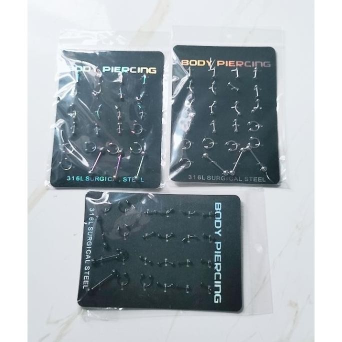 Grosir Anting Tindik/Anting Piercing Satu Card Isi 22 Pcs Anting Pria Wanita