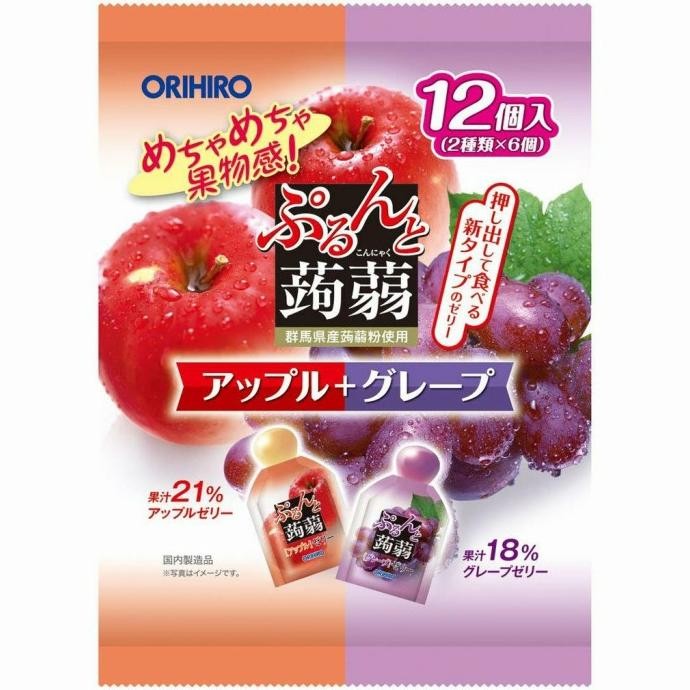 

[isi 12 Pcs] Orihiro Apple Grape Konjac Jelly 240gr - Jeli Rasa Buah