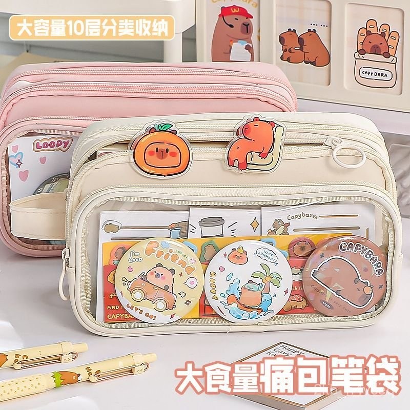 

insWind Transparent Pencil Case Cartoon Backpack SnacksdiyMaterial New Boys' 10-Layer Large Capacity Niche Pencil Case Stationery GSDN