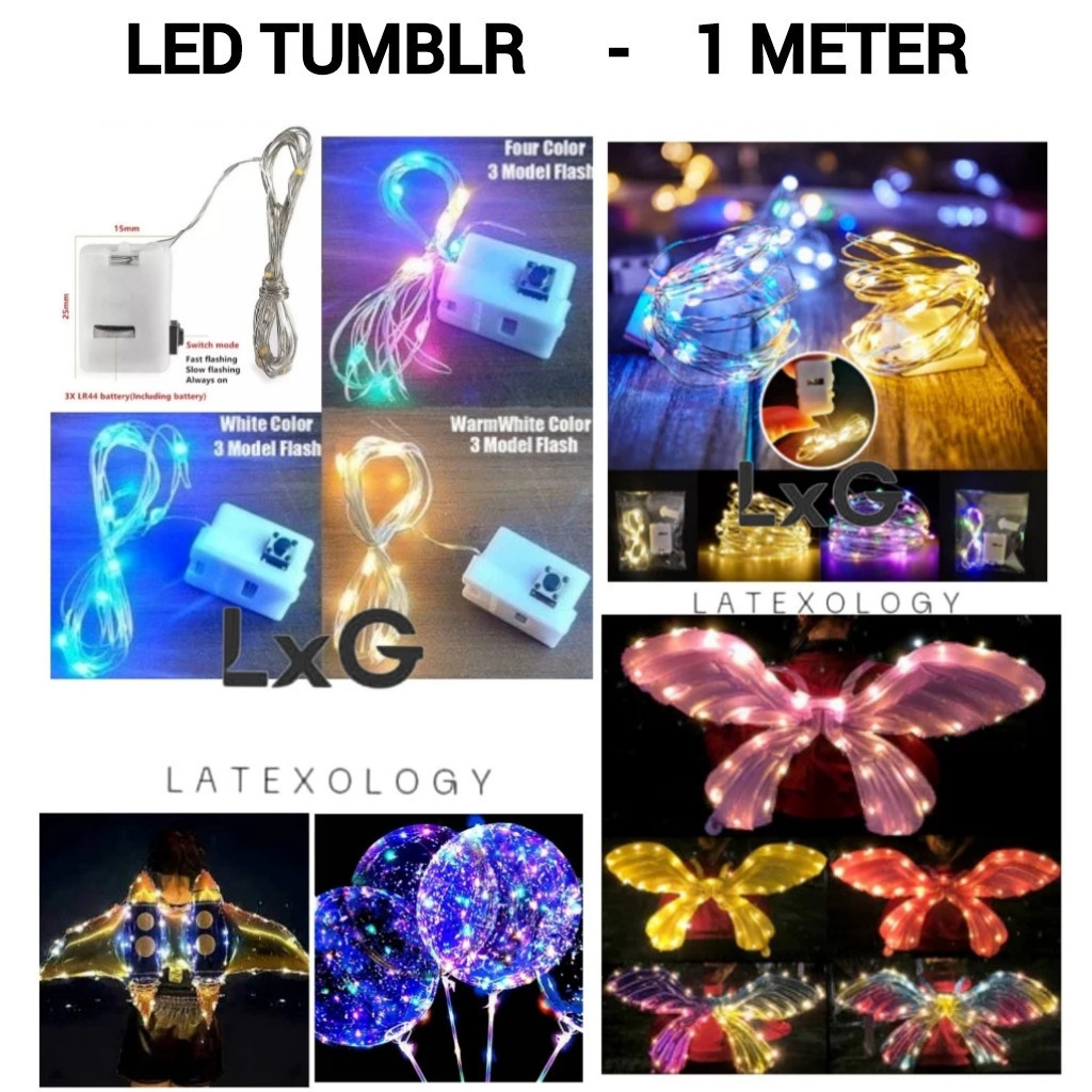 Lampu Tumbler Kawat Mini  1 Meter , LED Light / Hias Dekorasi Gift Box Buket Bunga, Balon Fairy  Say