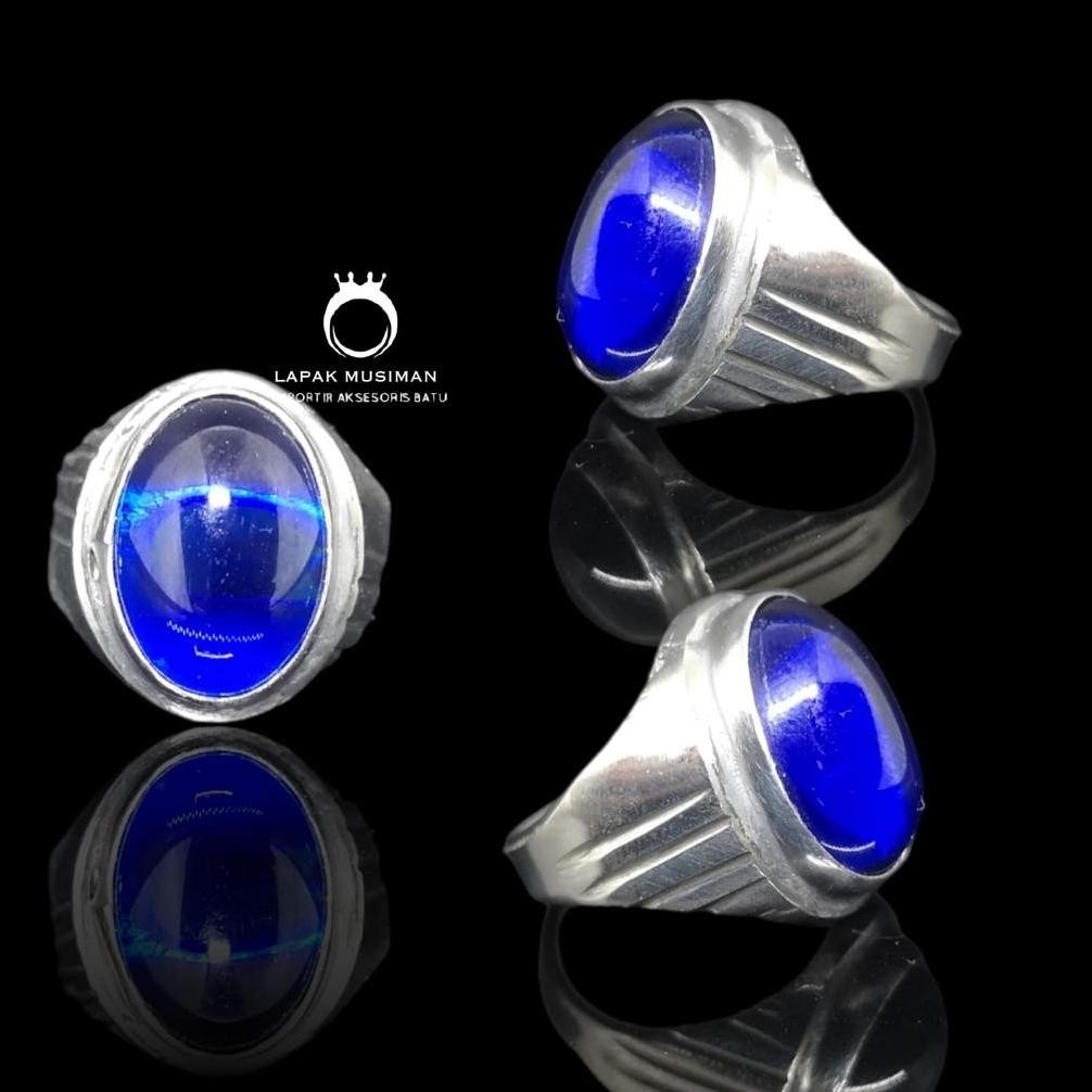 Promo Cincin Pria Batu King Blue Saphire Origin Sukabumi High Quality