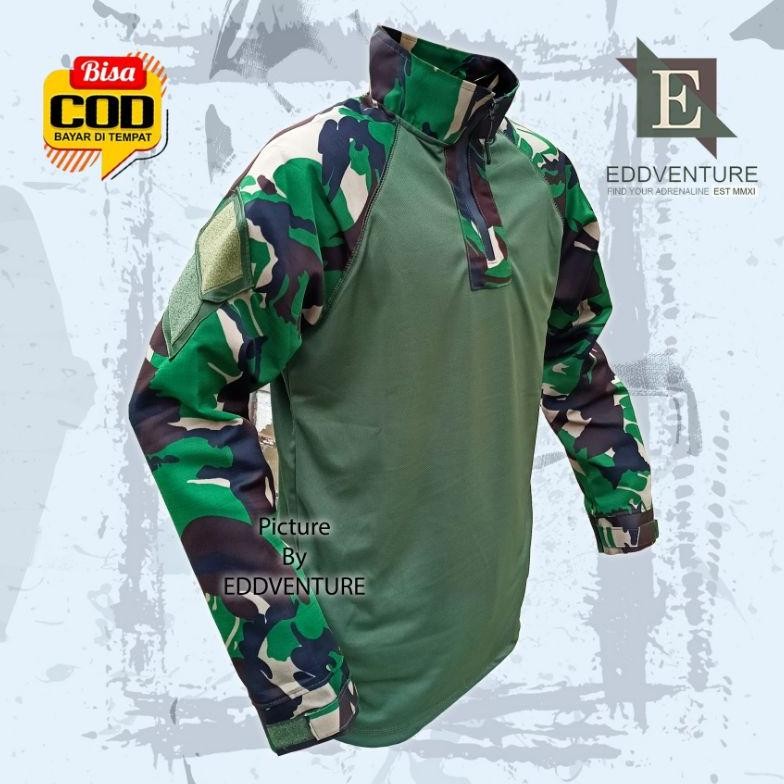 9.9 Baju Kaos Loreng Doreng Bdu Tni Ad Au Al Tactical Malvinas Kerah Tinggi Turtleneck Lengan Panjan