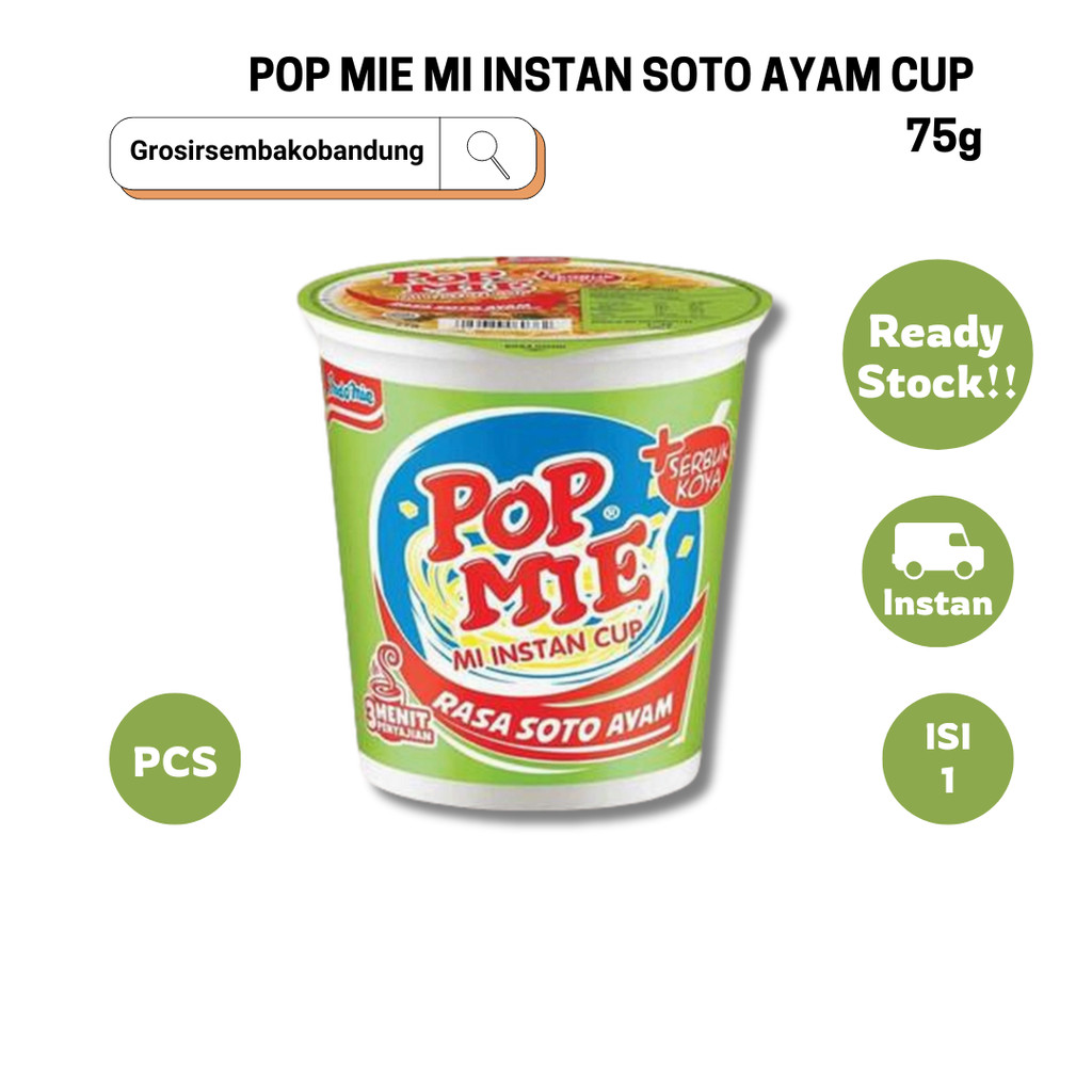 

POP MIE MI INSTAN SOTO AYAM CUP 75g - 1 Pcs - Kota Bandung