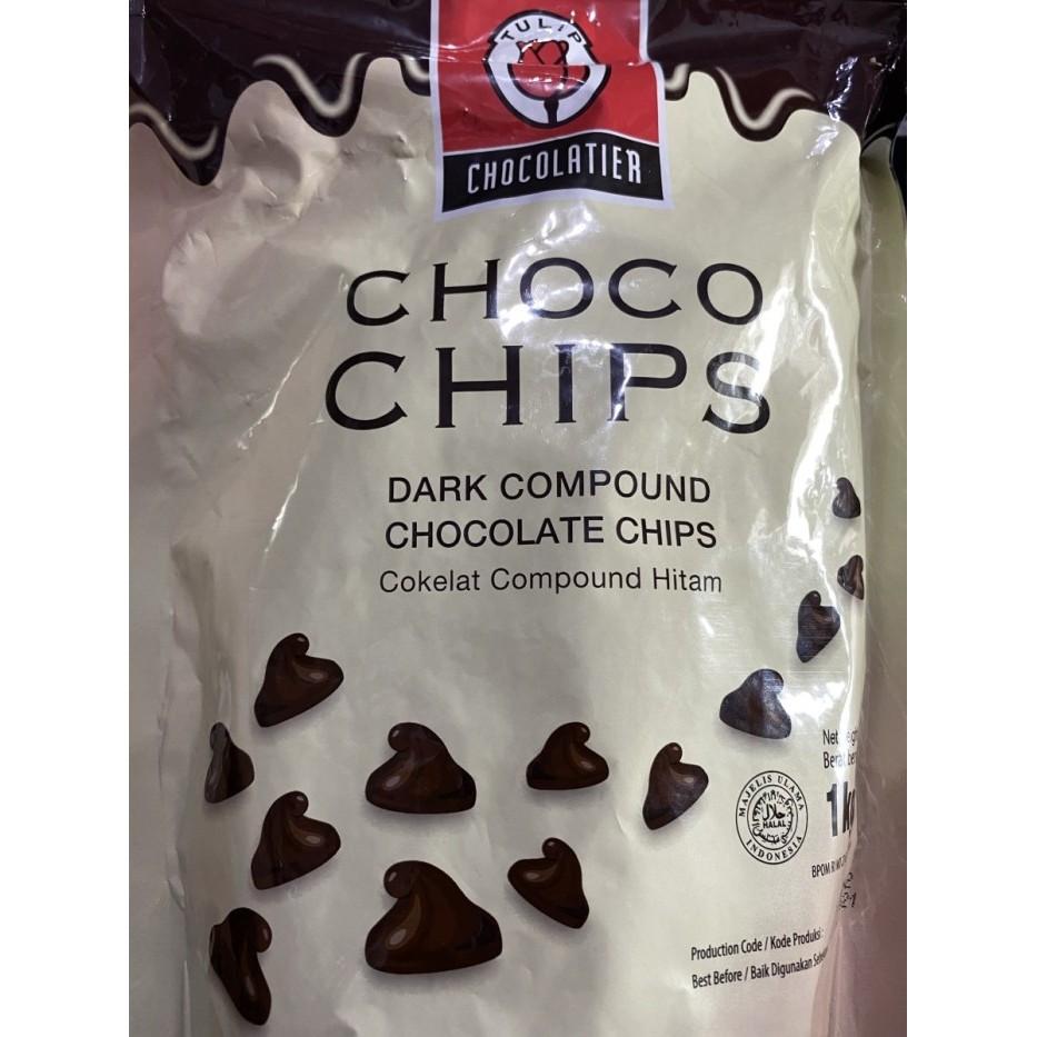 

Tulip chip compound dark 1 kg pack / chocolate coklat chip pouch bag