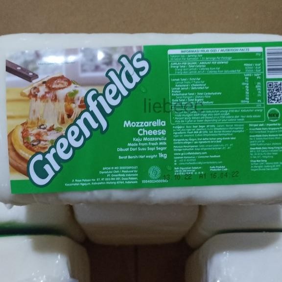 

Keju Greenfields Mozzarella Cheese 1Kg / 1 Kg Mozarella