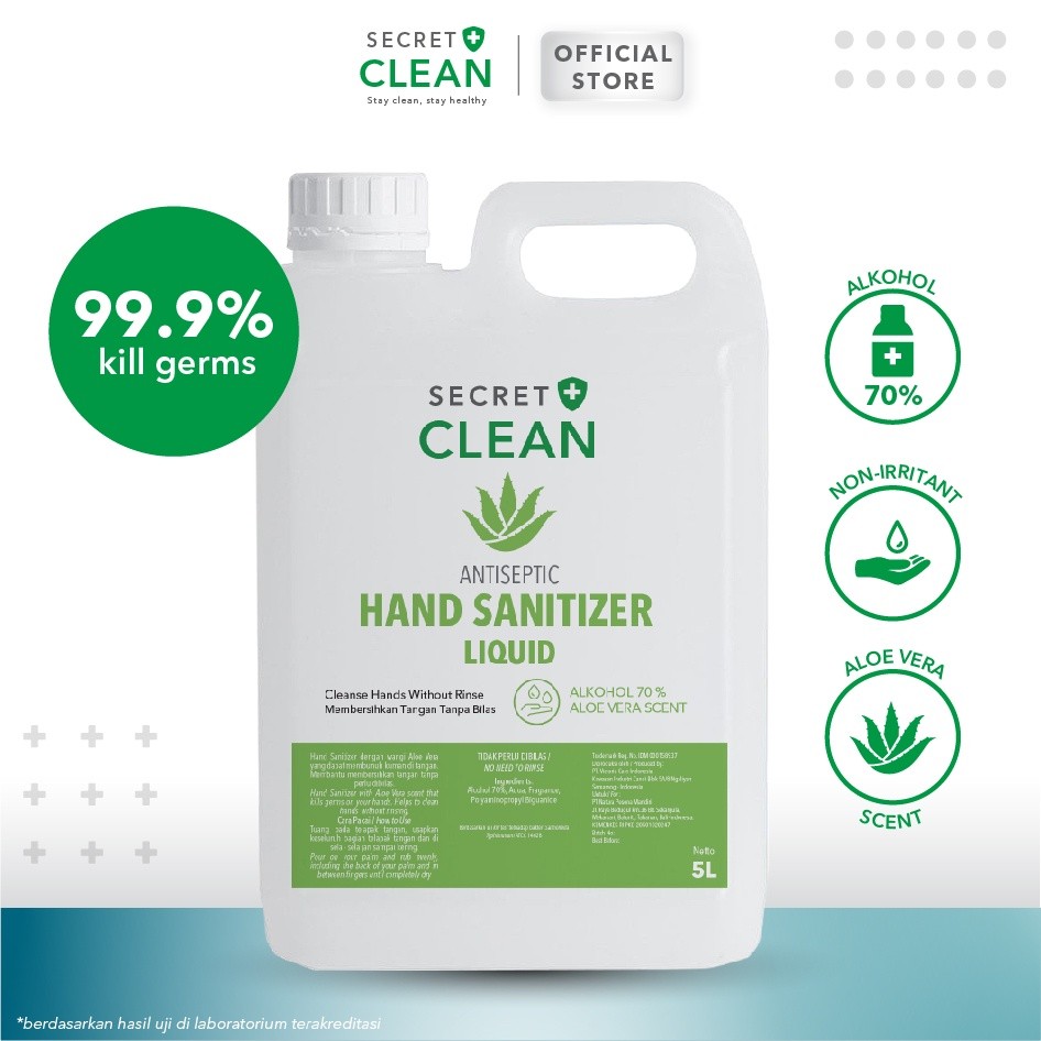 

MURAH SECRET CLEAN HAND SANITIZER LIQUID 5L (PAKET 2 PCS) PREMIUM