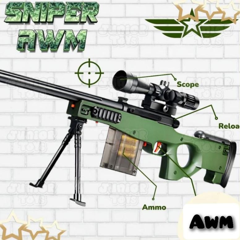 Super Sale Mainan Anak Sn1Per Gun Nerf Tembakan Awm Kar Soft Bullet Awp 109 Cm - Water Gel Blaster G