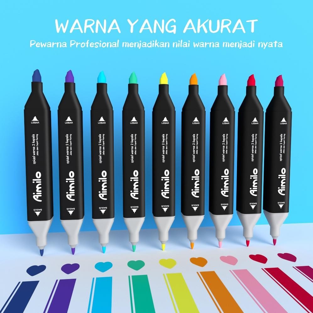 

Super Murah [Ready] Aimilo Spidol Warna Warni 1 Set Sketch Marker 2 Tip Touch Marker 48/60/80 Warna Hig Quality