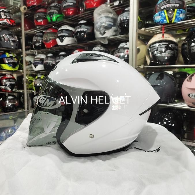 HELM HALF FACE GM G1 SOLID WHITE / GM G1 POLOS PUTIH GLOSSY/ GM G1 PUTIH ORIGINAL 2807T