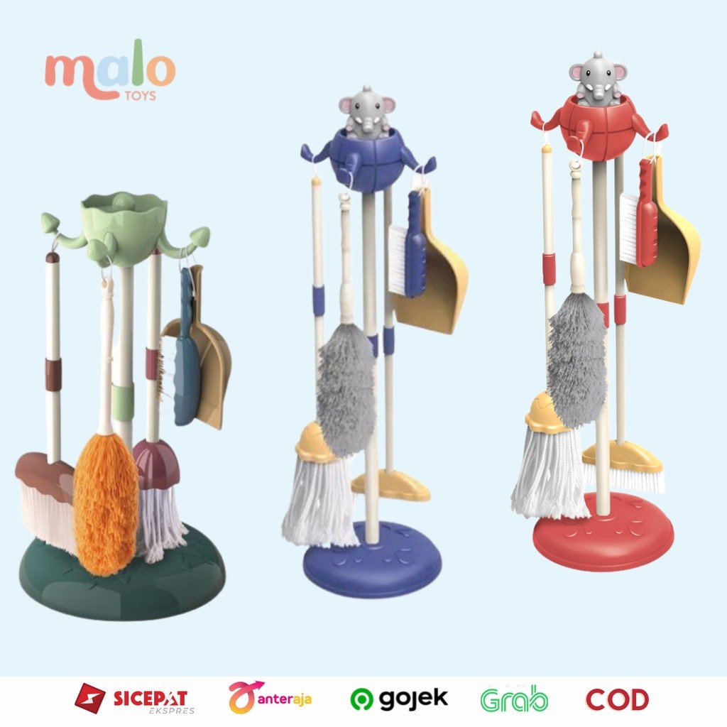 MALOTOYS - Cleaning Tools [BAHAN PLASTIC] Sapu Pel Lantai Sikat Kemoceng Mini Kayu Wood Pretend Toys