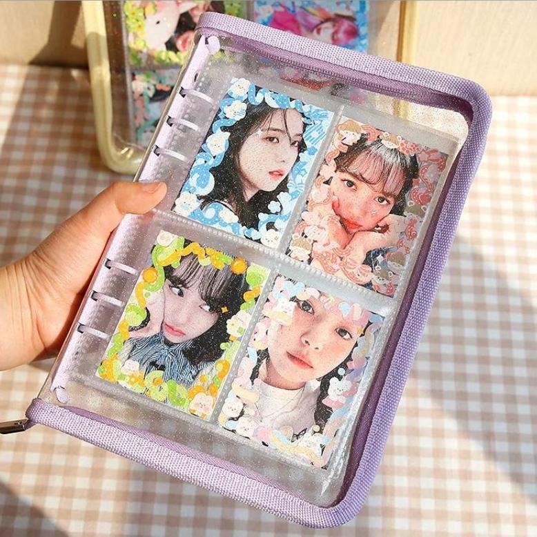 

Flase Sale A5 Binder Zipper Resleting Pvc Glitter See-97