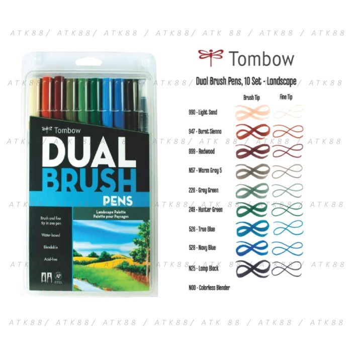 

Ba Tombow Dual Brush Pen Set 10 - Landscape Palette