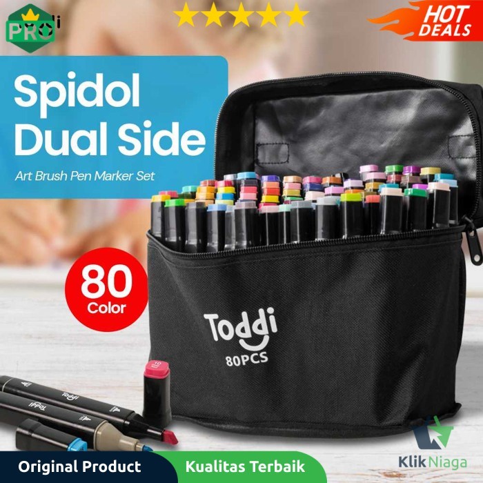

Ba Toddi Spidol Dual Side Fine Art Brush Pen Art Marker Set 80 Color -