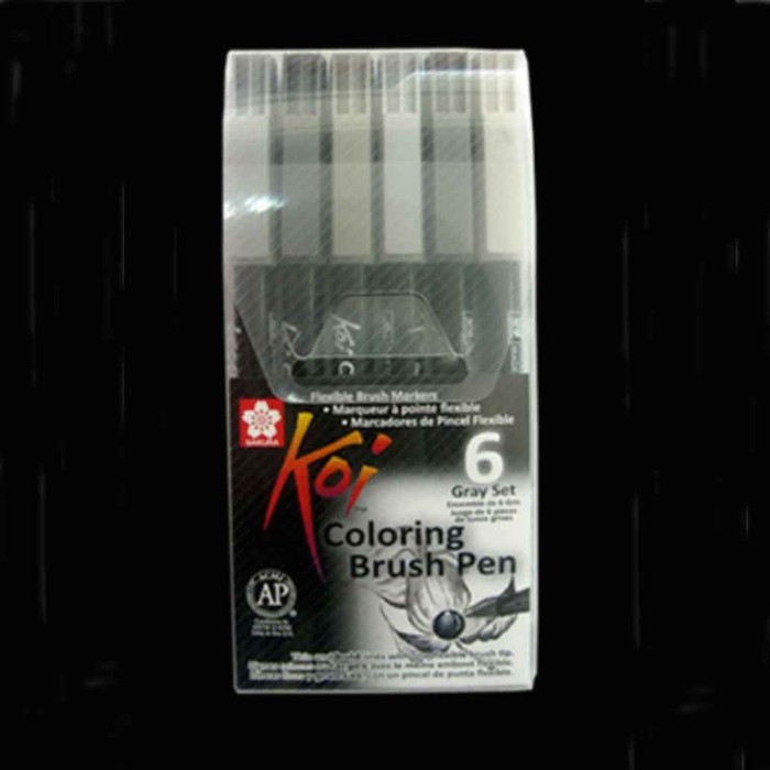 

Ba Sakura Koi Coloring Brush Pen Set 6 Grey Color Set Monochrome Warna