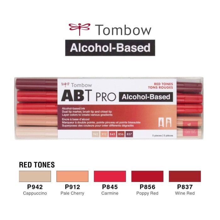 

Ba Tombow Abt Pro Art Markers - Red Tones Set 5 Colours Pen Brush