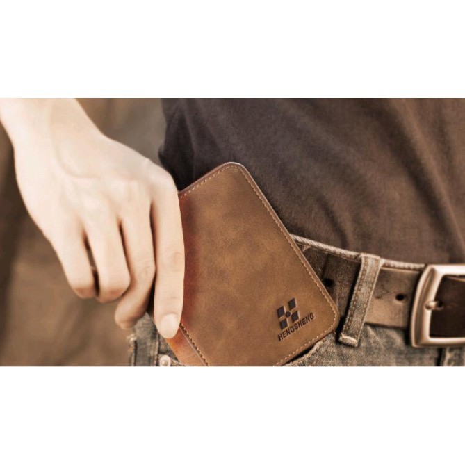 SENSASI BARU DOMPET PENDEK LIPAT DOMPET KULIT PRIA ORIGINAL HENGSHENG WALLET HS002 TI5