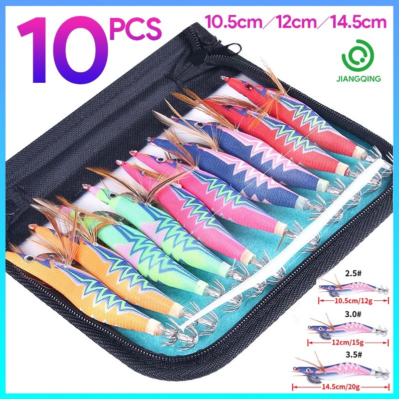 10 Buah/Tas Jig Kait Cumi 2.5/3.0/3.5 Umpan Buatan Udang Keras Umpan Pancing Gurita Timbal Sotong Ma