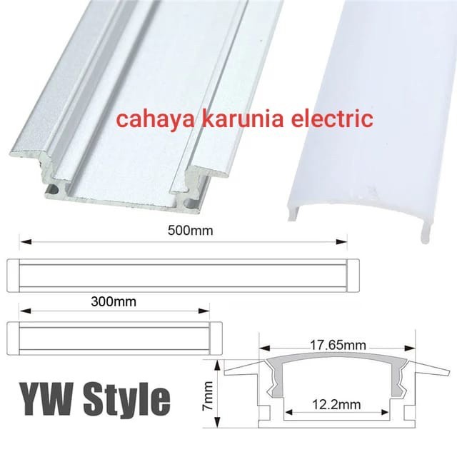Cover lampu led strip alumunium bentuk U cover susu 1 M