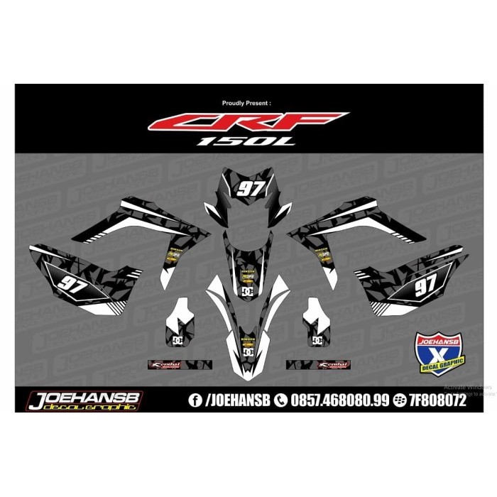 Ready  Decal CRF 150 L Full Body - Stiker CRF 150L Full Costum -Army Hitam